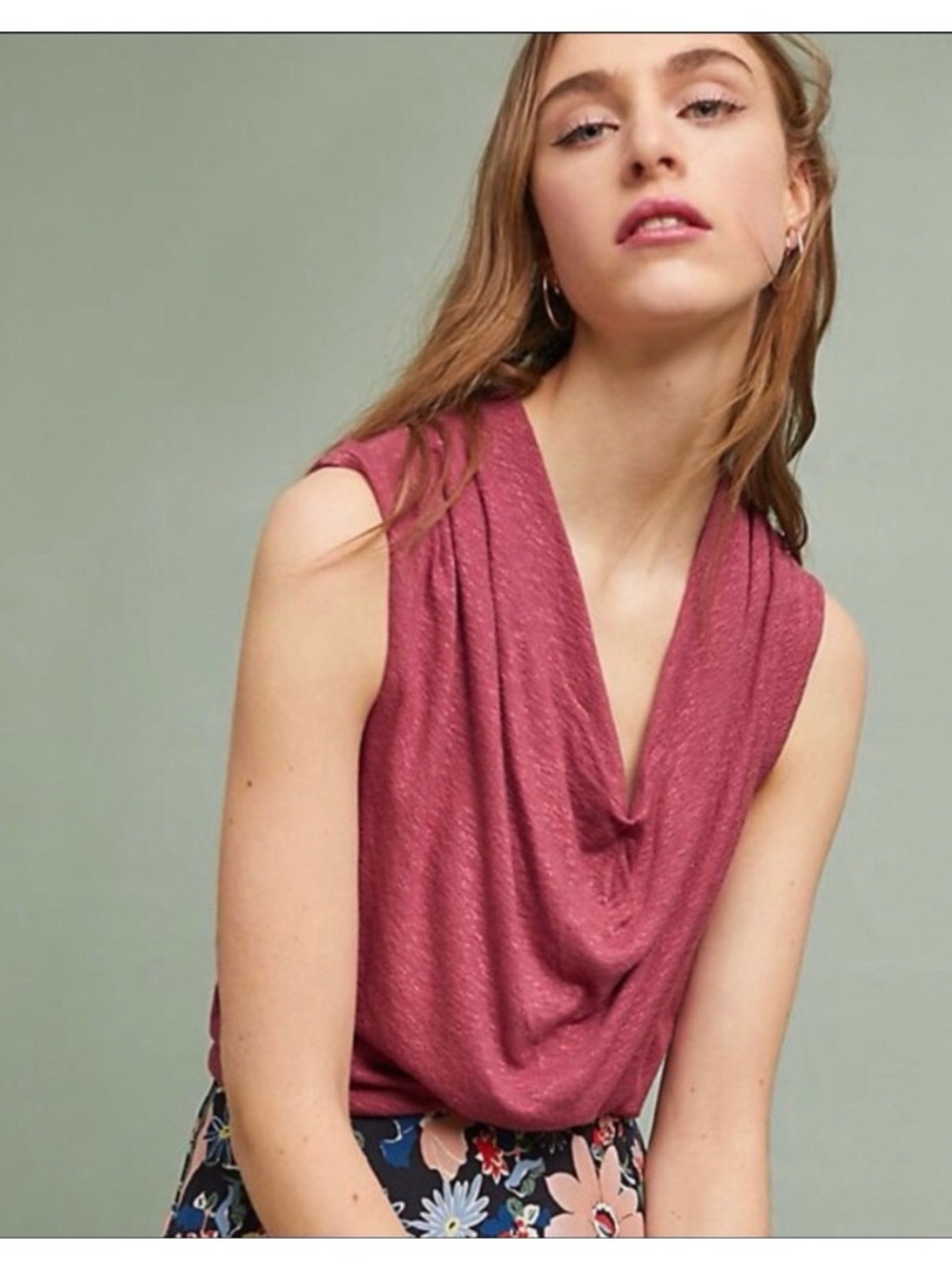 Anthropologie Akemi and kin cowl neck draped sleeveless top XL 🆕